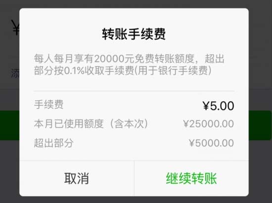 微信轉(zhuǎn)賬不免費(fèi) 每月超兩萬之后征收0.1%手續(xù)費(fèi)