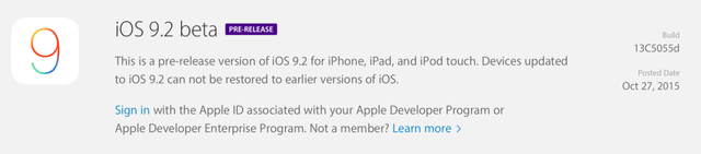 蘋果iOS 9.2 beta出爐：重大修補(bǔ)、安全上網(wǎng)