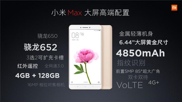 1499元起，6.44寸小米Max登場！首批供貨10萬臺
