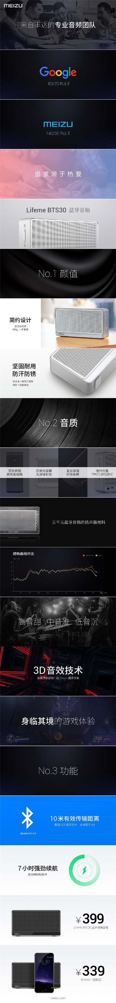 魅族新款藍牙音箱 3000元品質只賣399元