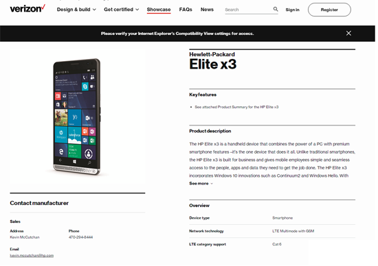 WP系統手機還有救？Verizon版Elite x3將于10月開售