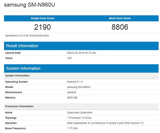 三星Note9跑分曝光:能否與iPhone X Plus一戰(zhàn)?